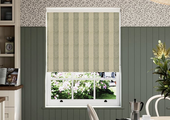 Land & Shore Fintra Stripe (Blackout), Green - Twist&Fit Roller Blind - Image 3